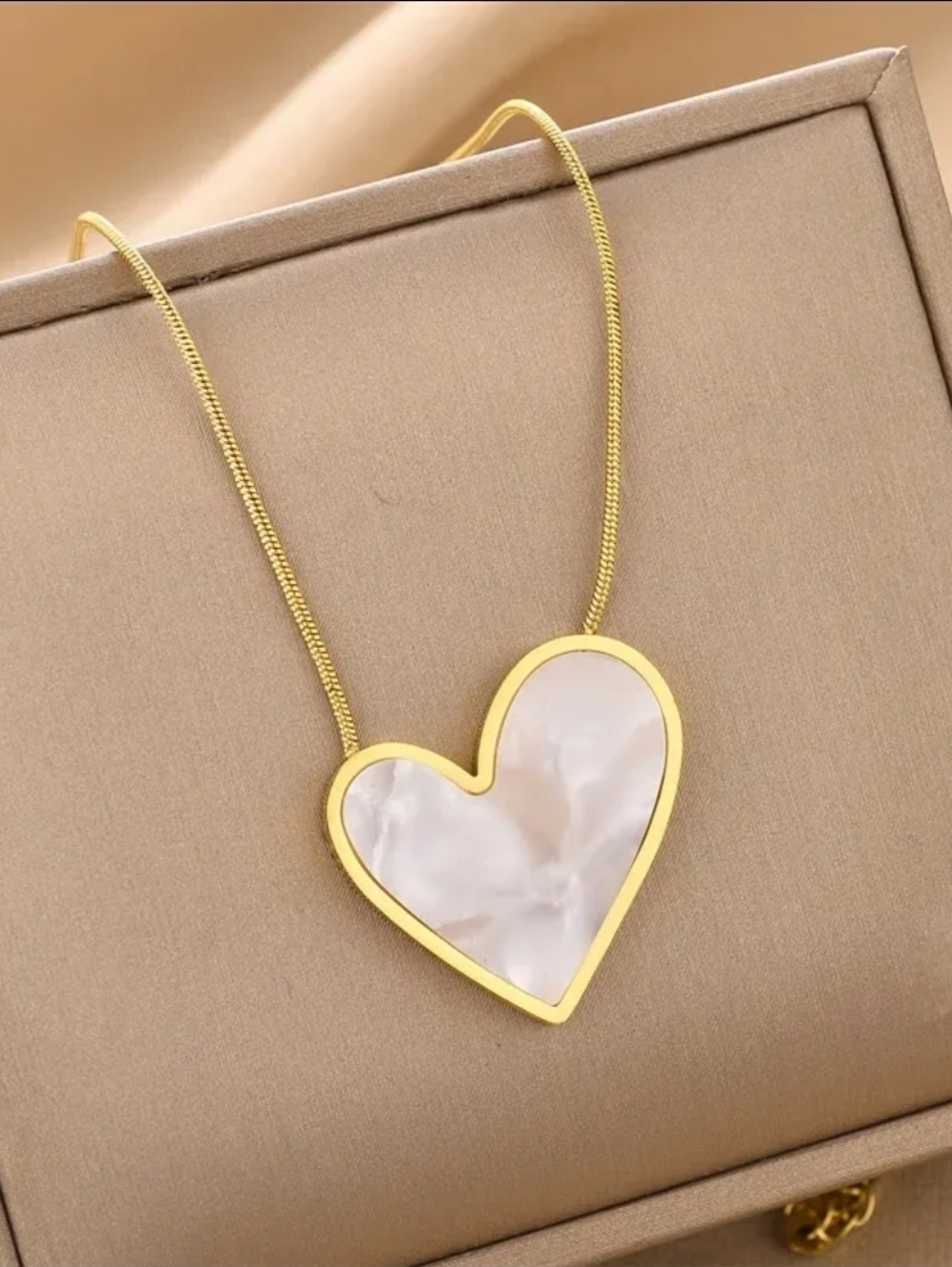 Gold Plated Stainless Steel Heart Necklace. New.